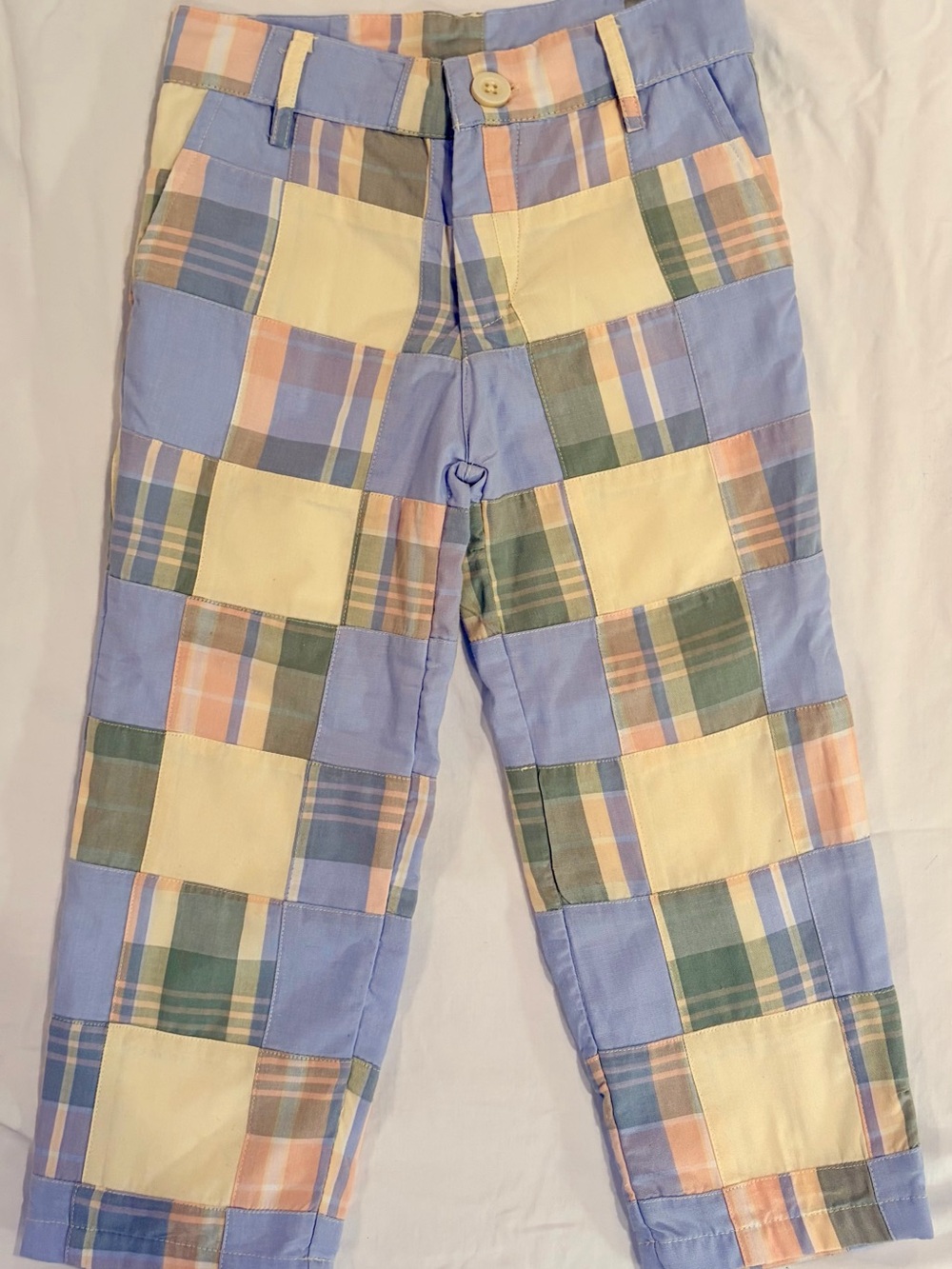 The Beaufort Bonnet Co boys patchwork madras plaid pants sz 3T EUC